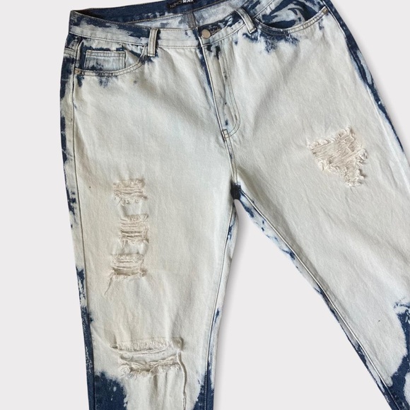 Fashion Nova Retro Bleach Distressed High Rise Skinny Denim Jean Size Large - Picture 4 of 11